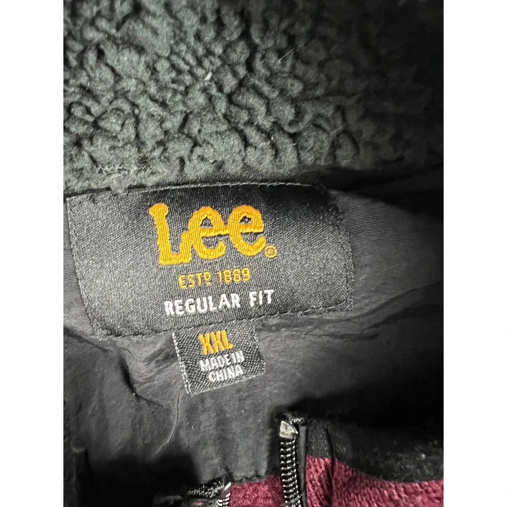 Lee Pullover Mens XXL Burgundy Heather Quarter Zip Sherpa Collar Fleece Sweater